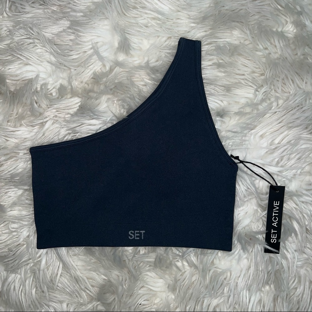 SETactive Oxford Ribber one shoulder and biker shorts set